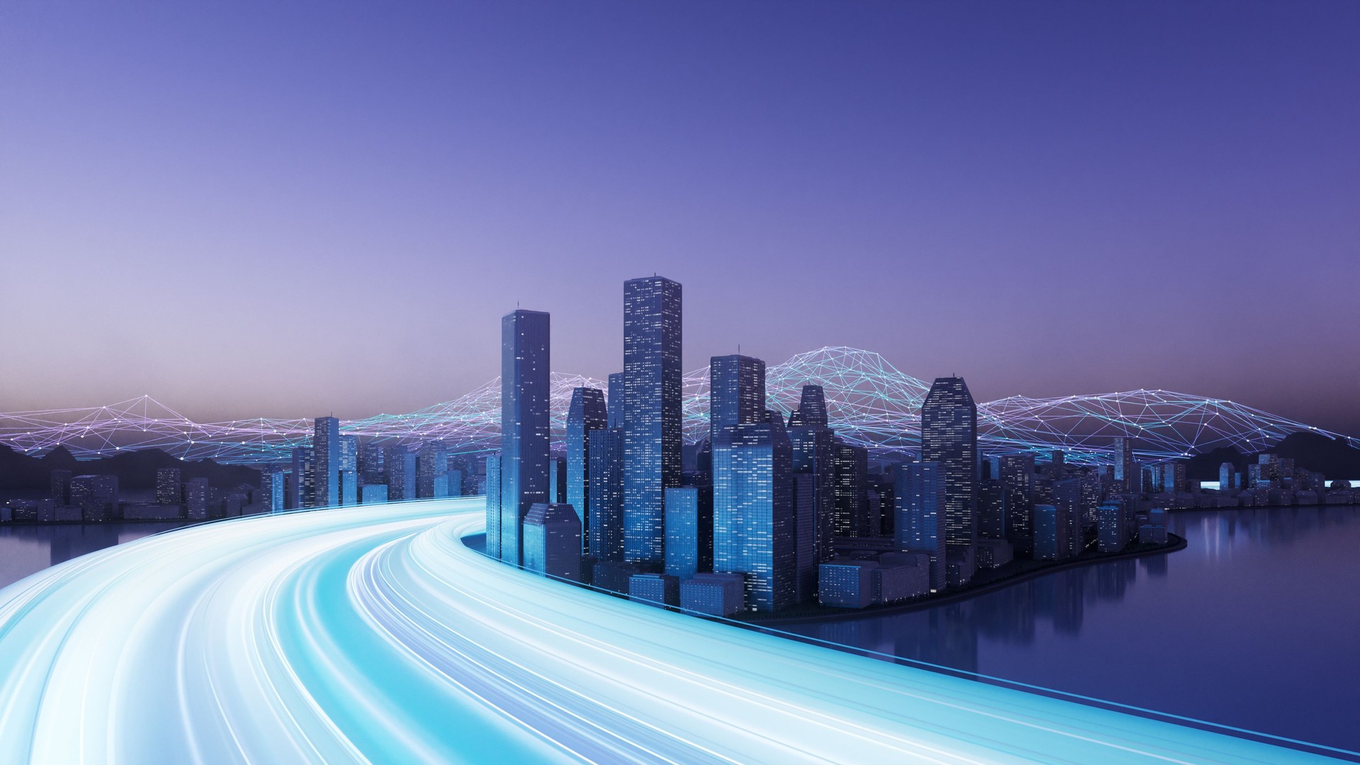 High Speed Data Streaming Through Cityscape - Smart City, Digital Transformation, Network Technology